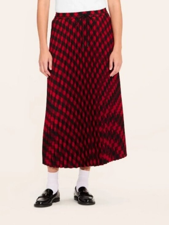 Woolrich x Target Dresses & Skirts - Woolrich x Target Red Black Plaid Checkered Pleated Elastic Waist Midi Skirt XL